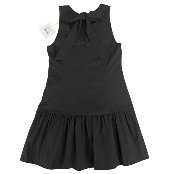 NWT! Marie Oliver Merilyn Dress Womens Small Black Cotton Bow Back Ruffle Hem